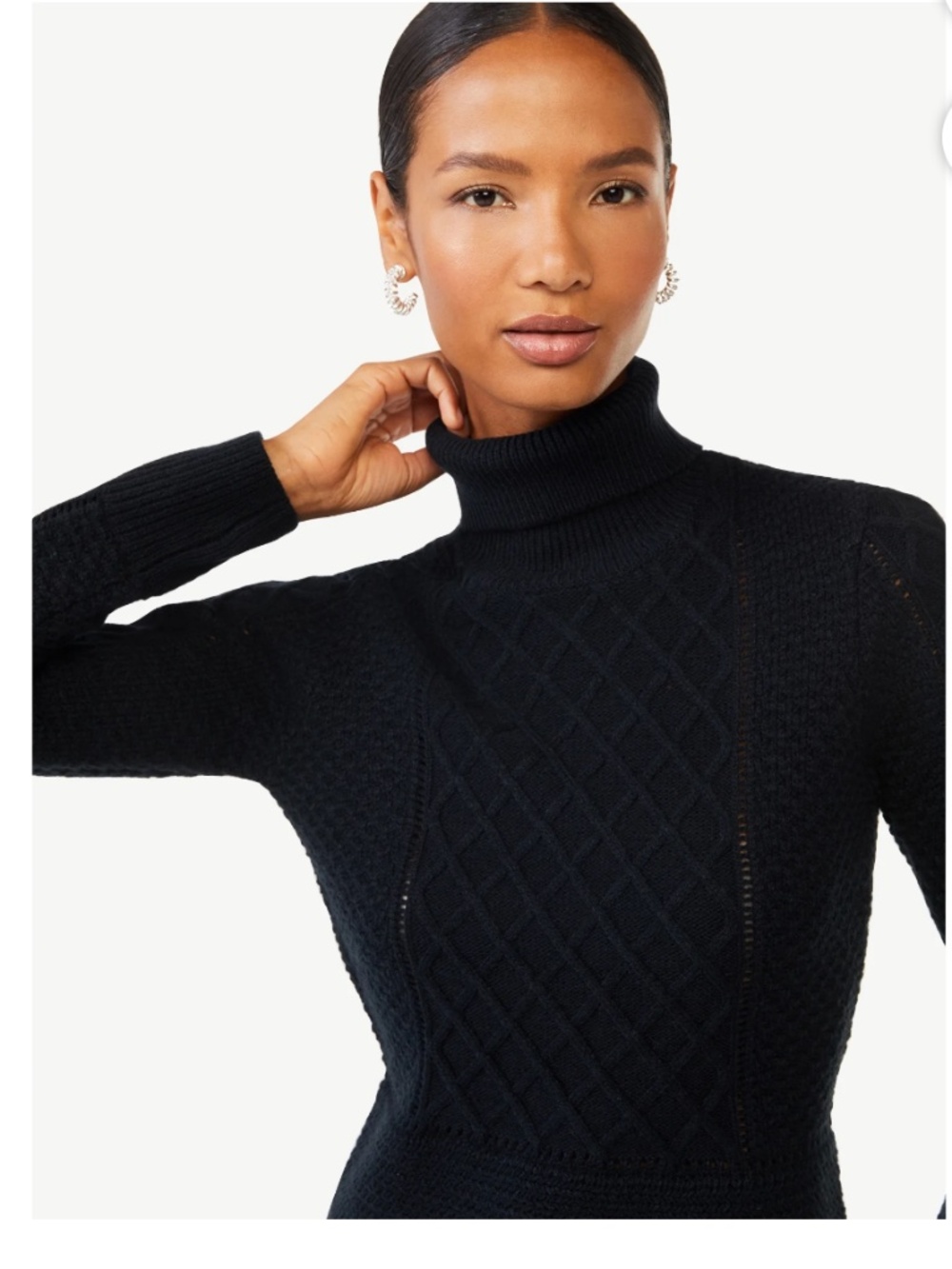 Scoop NYC Women’s Black Cable Knit Pullover Sweater Size XL NWT - Picture 2 of 6